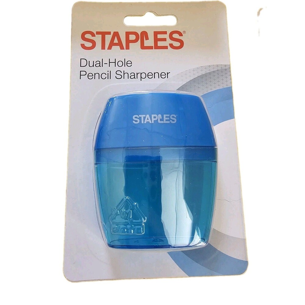 Staples® Manual Dual-Hole Pencil Sharpener -- Blue